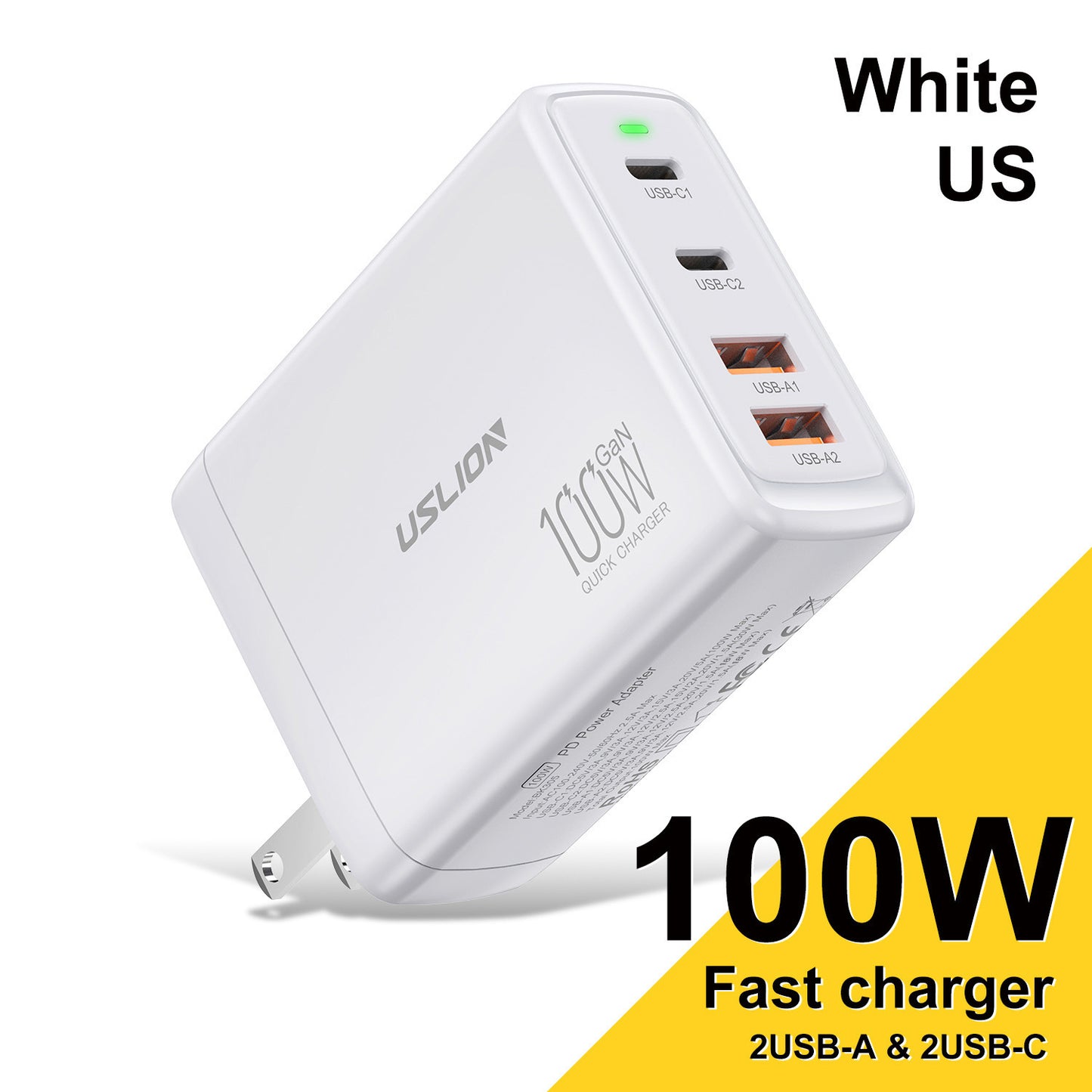 Chargeur rapide 100W GaN à 4 ports – puissance, sécurité et design compact pour tous vos appareils.