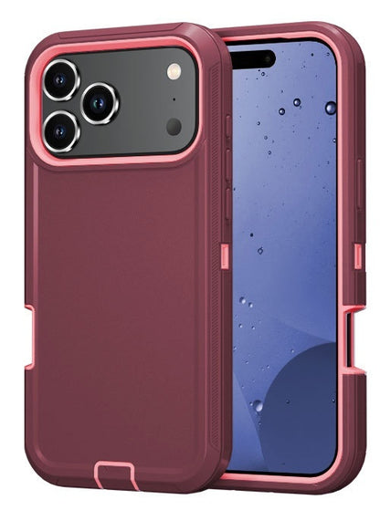 Coque robot trois‑proof pour iPhone 17 Pro Max – Couleur unie, étanche, anti‑poussière, antichoc