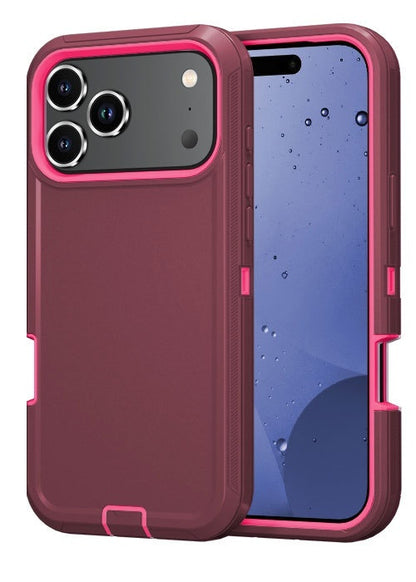 Coque robot trois‑proof pour iPhone 17 Pro Max – Couleur unie, étanche, anti‑poussière, antichoc