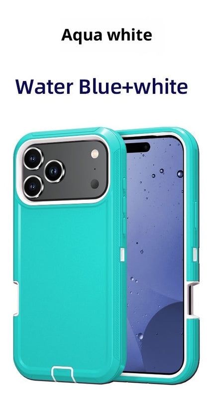 Coque robot trois‑proof pour iPhone 17 Pro Max – Couleur unie, étanche, anti‑poussière, antichoc