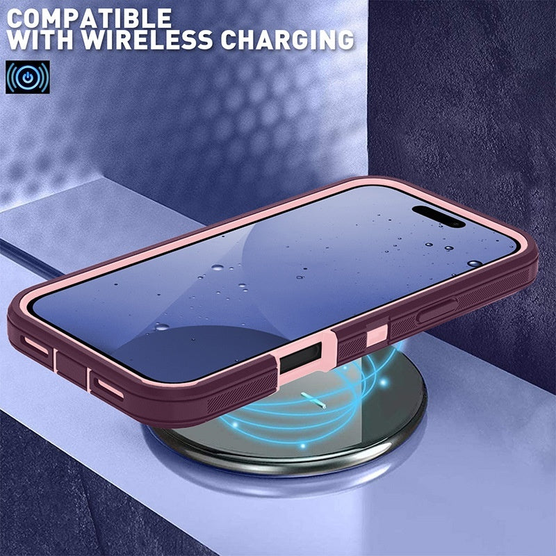 Coque robot trois‑proof pour iPhone 17 Pro Max – Couleur unie, étanche, anti‑poussière, antichoc