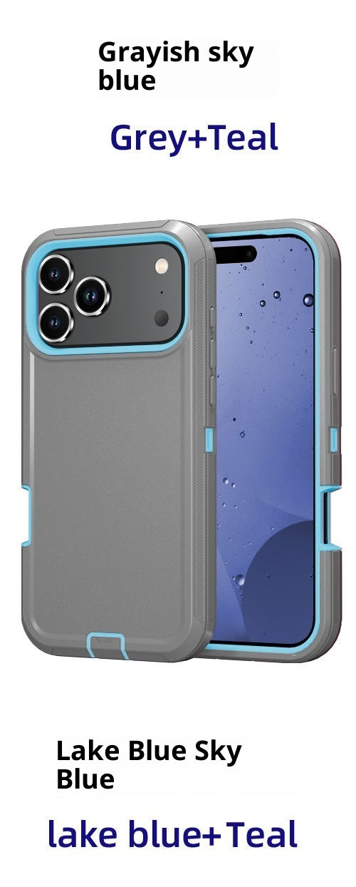 Coque robot trois‑proof pour iPhone 17 Pro Max – Couleur unie, étanche, anti‑poussière, antichoc