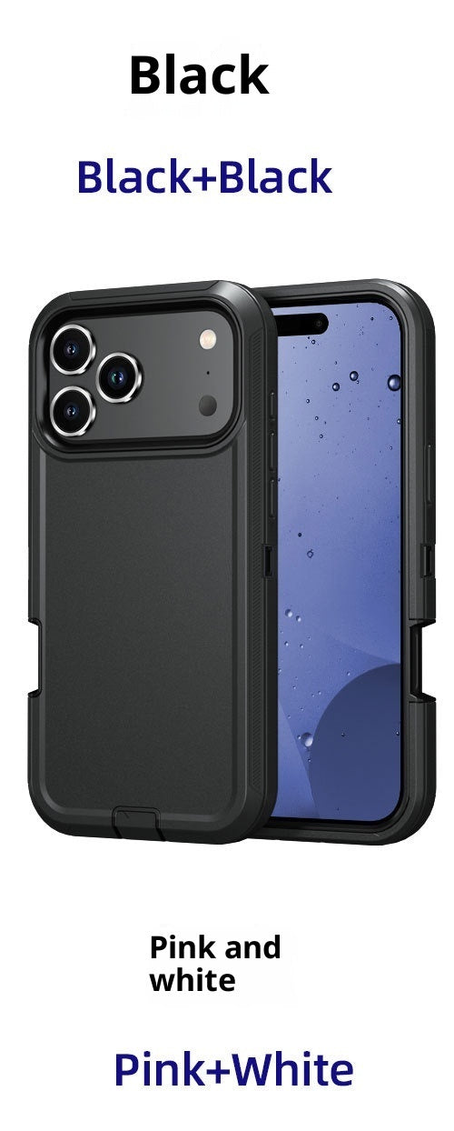 Coque robot trois‑proof pour iPhone 17 Pro Max – Couleur unie, étanche, anti‑poussière, antichoc