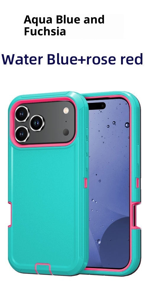 Coque robot trois‑proof pour iPhone 17 Pro Max – Couleur unie, étanche, anti‑poussière, antichoc