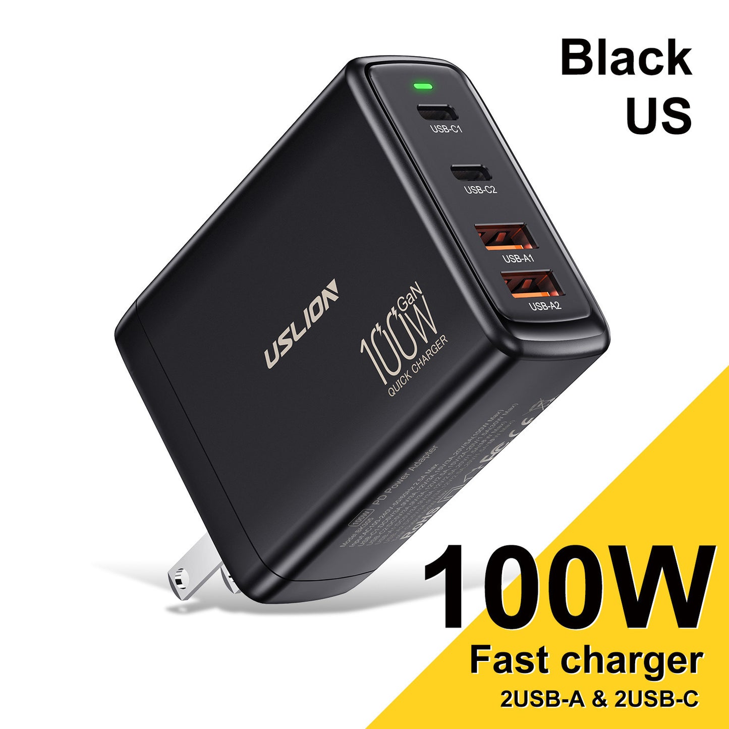 Chargeur rapide 100W GaN à 4 ports – puissance, sécurité et design compact pour tous vos appareils.