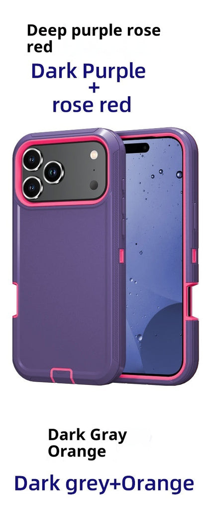 Coque robot trois‑proof pour iPhone 17 Pro Max – Couleur unie, étanche, anti‑poussière, antichoc